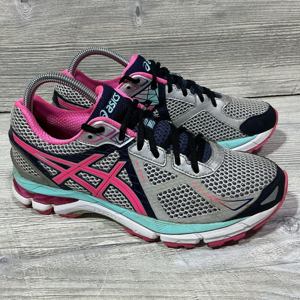 Asics GT-2000 Women's Gray/Pink/Green Cross-Traing Running Shoes US 9 T551N